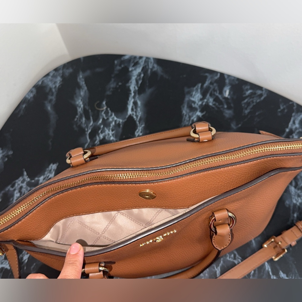 MICHAEL Michael Kors Elson Large Convertible Satchel in Brown Luggage AUTHENTIC - Picture 5 of 16